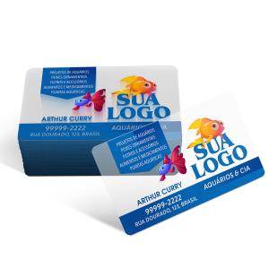 Cartão de visita Translucido 9x5cm 4x0 Translucido com Tinta branca Corte Reto 